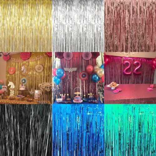 2M-3M FOIL FRINGE TINSEL SHIMMER CURTAIN DOOR WEDDING BIRTHDAY PARTY DECORATIONS