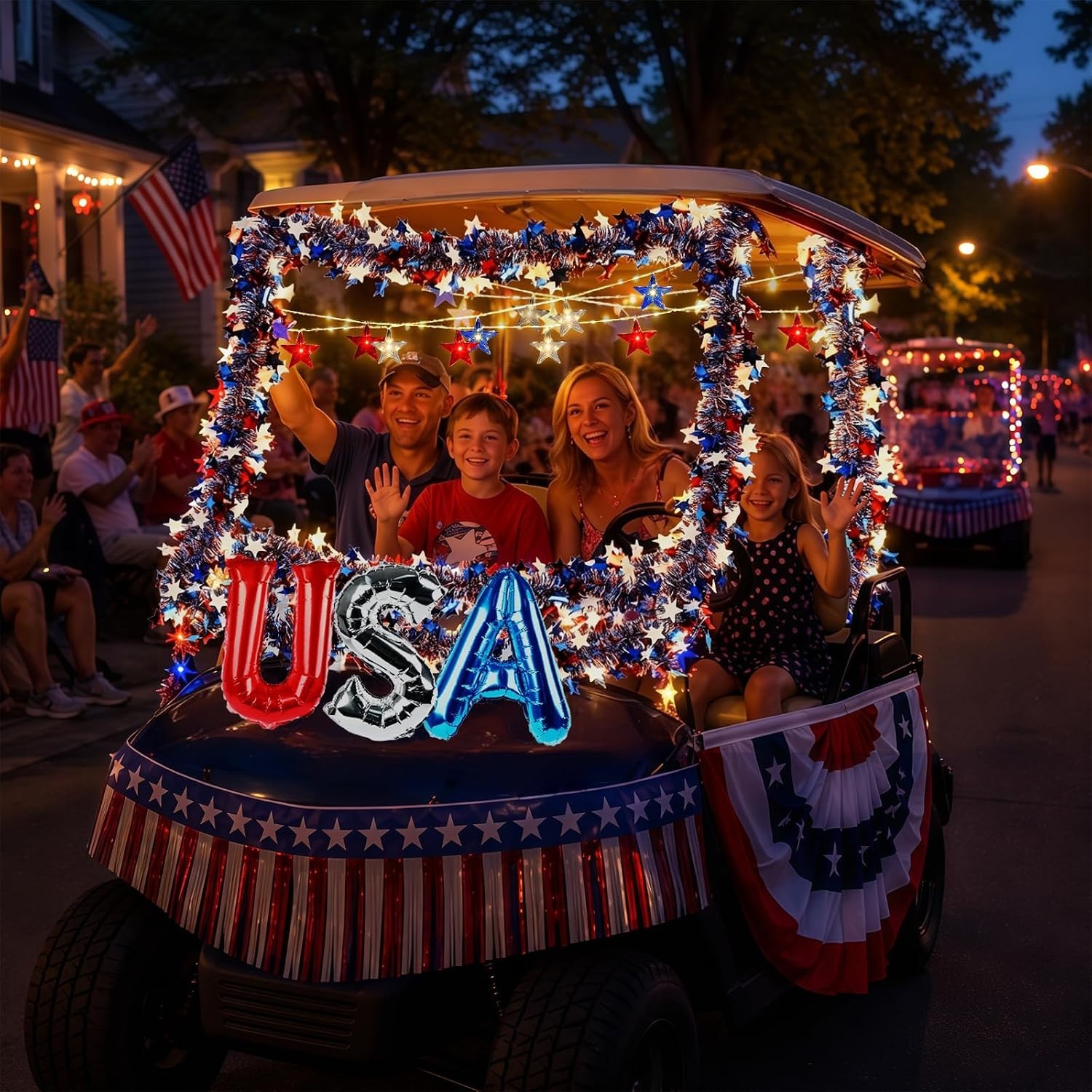 74 PCS Lighted 4th of July Golf Cart Decorations Kit with LED Star String Lig…