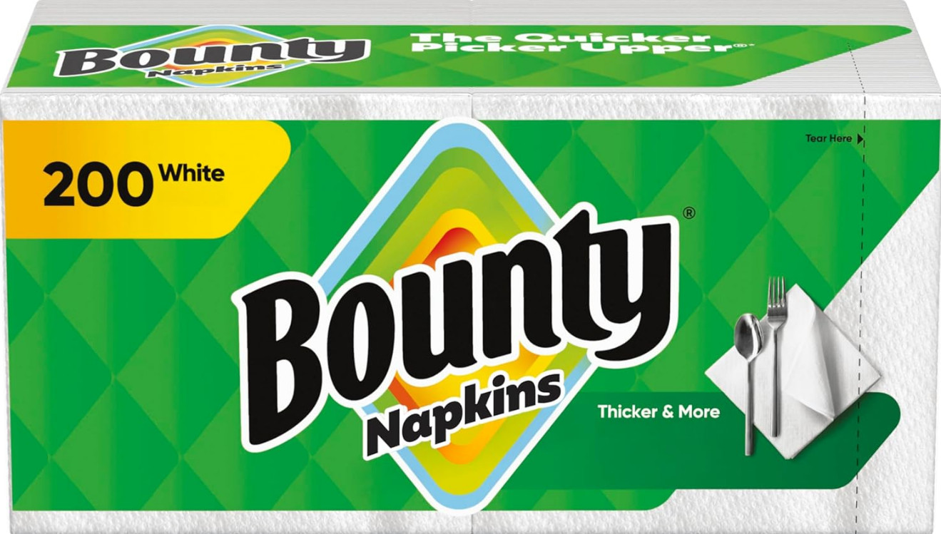 Bounty Paper Napkins, White, 200 Count, Packaging may vary