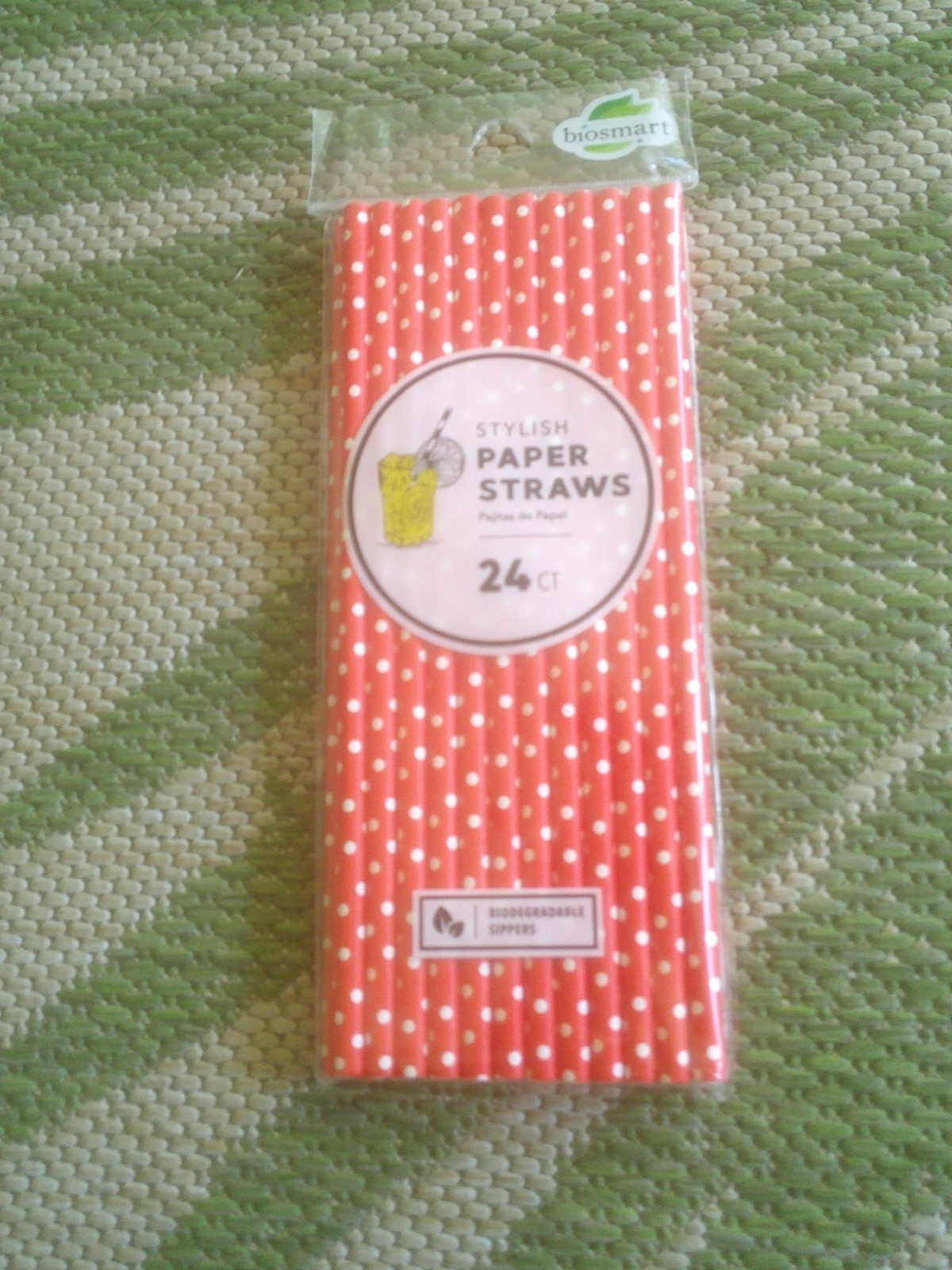 Biodegradable Paper Straws 24 Count Red & White Polka Dot NEW Any occasion!