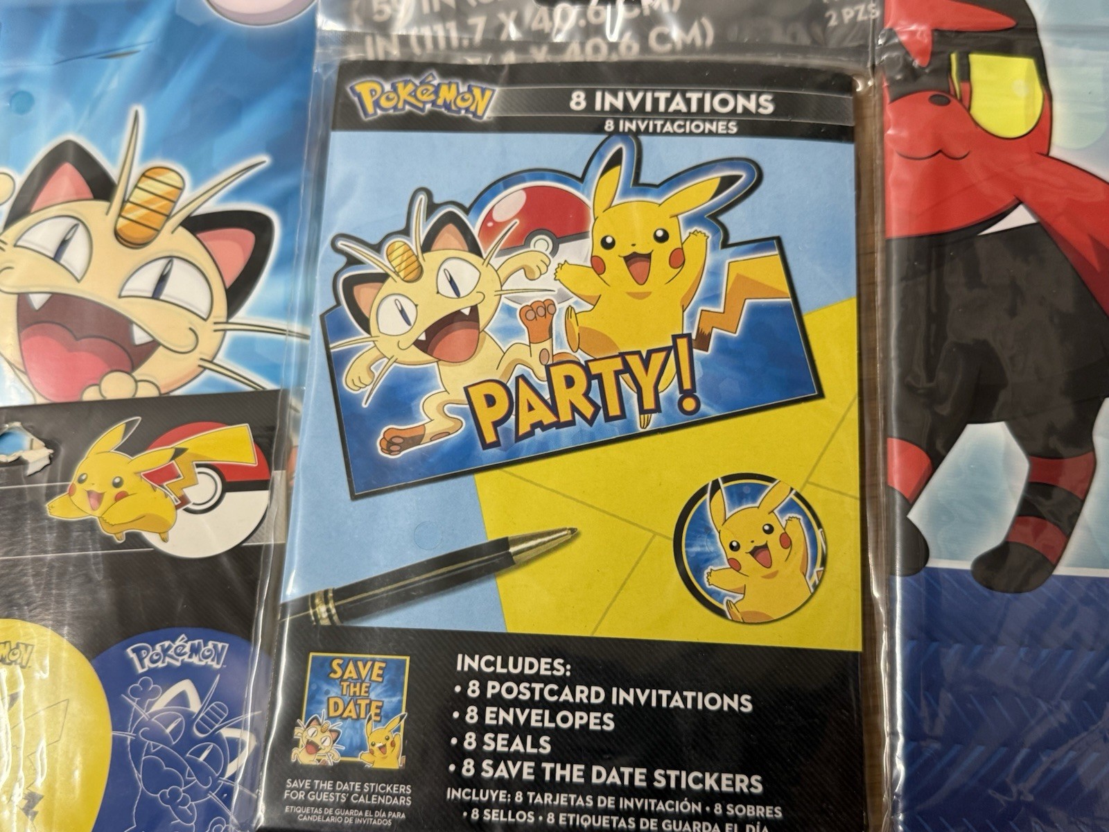 HUGE POKEMON Birthday Party Decorations Supplies LOT Banner Invitations Balloons