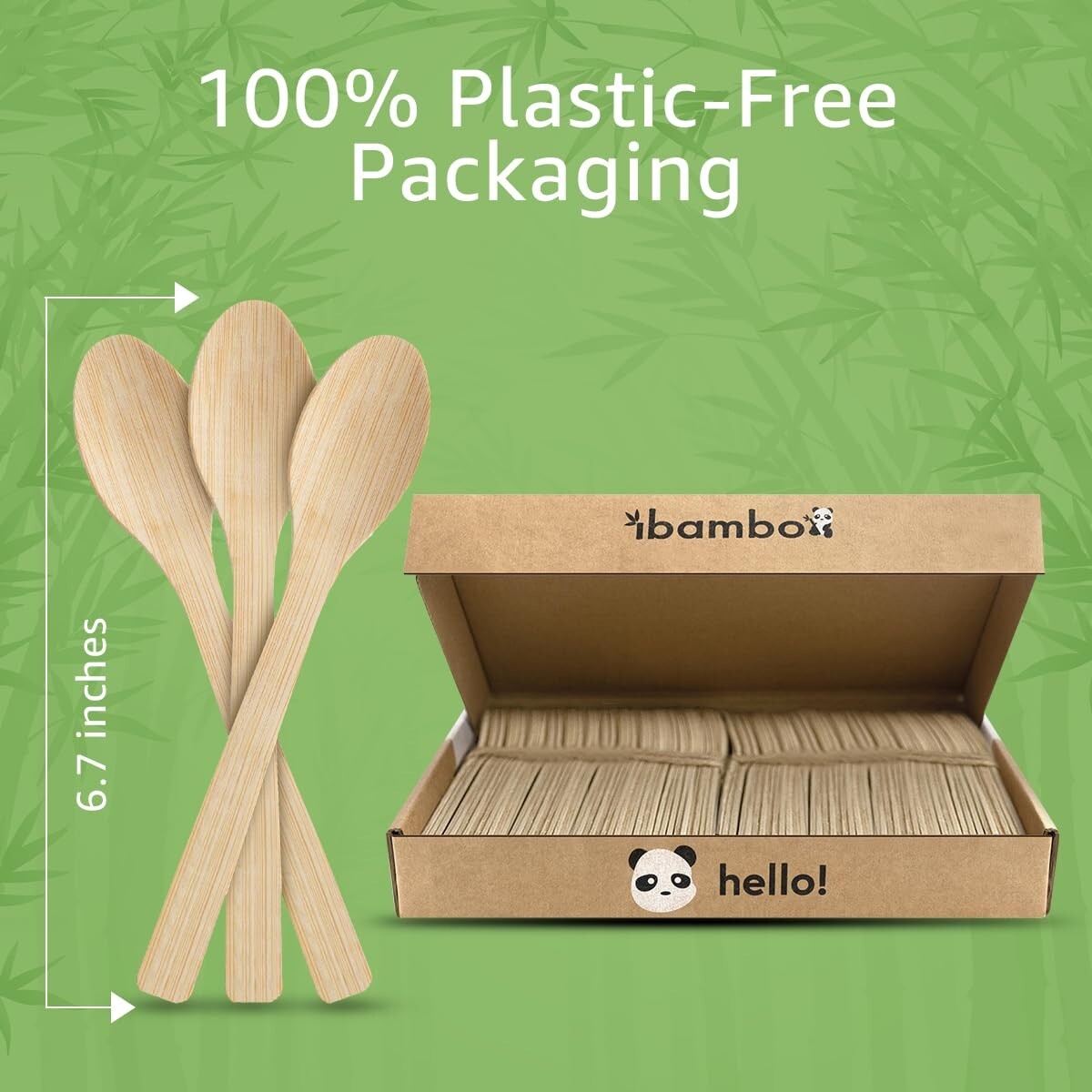 Ibambo 100% Bamboo Spoons – 2400 Compostable Spoons, Disposable or Reusable