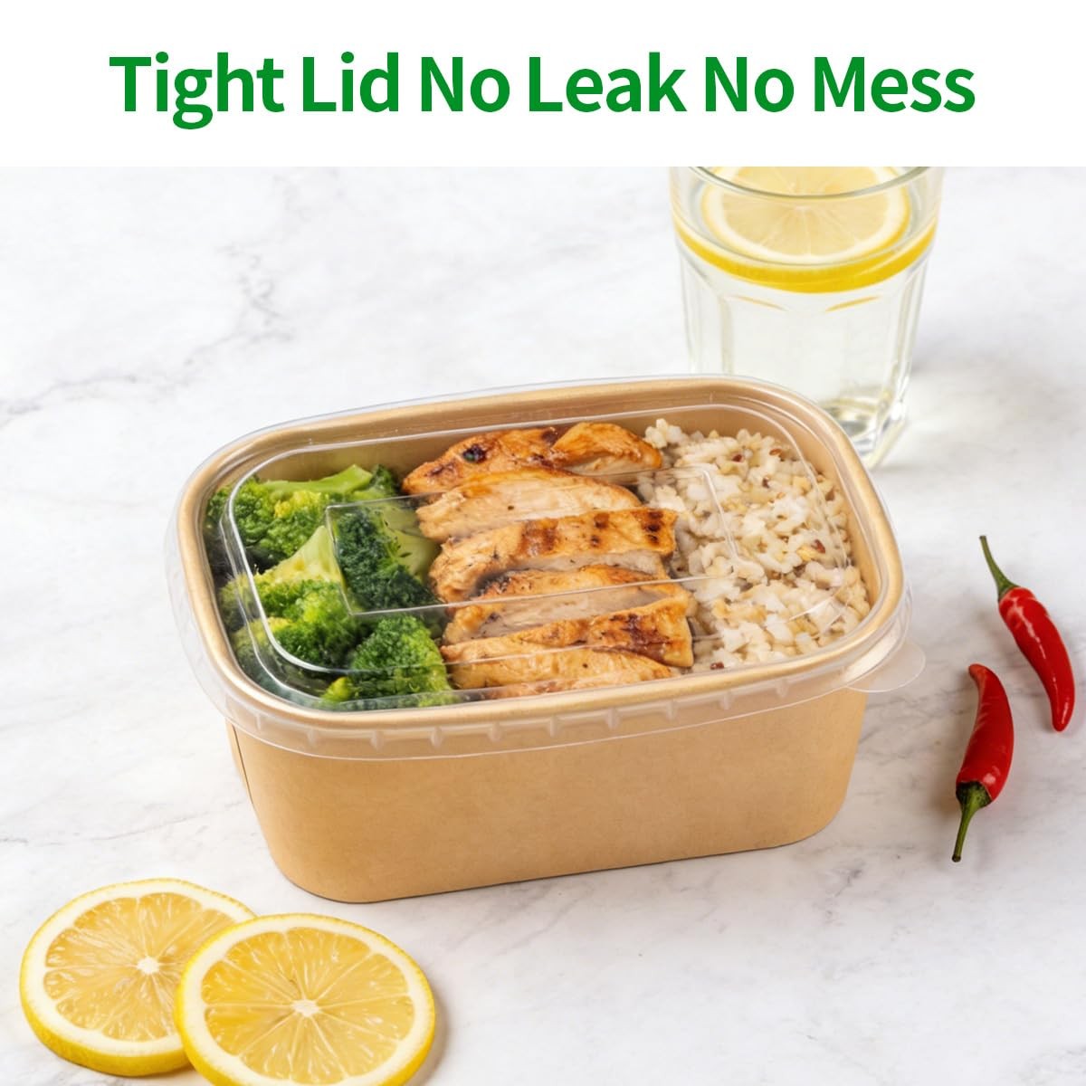 bloomoon 35 oz Disposable Meal Prep Containers with Lids 50 Pack