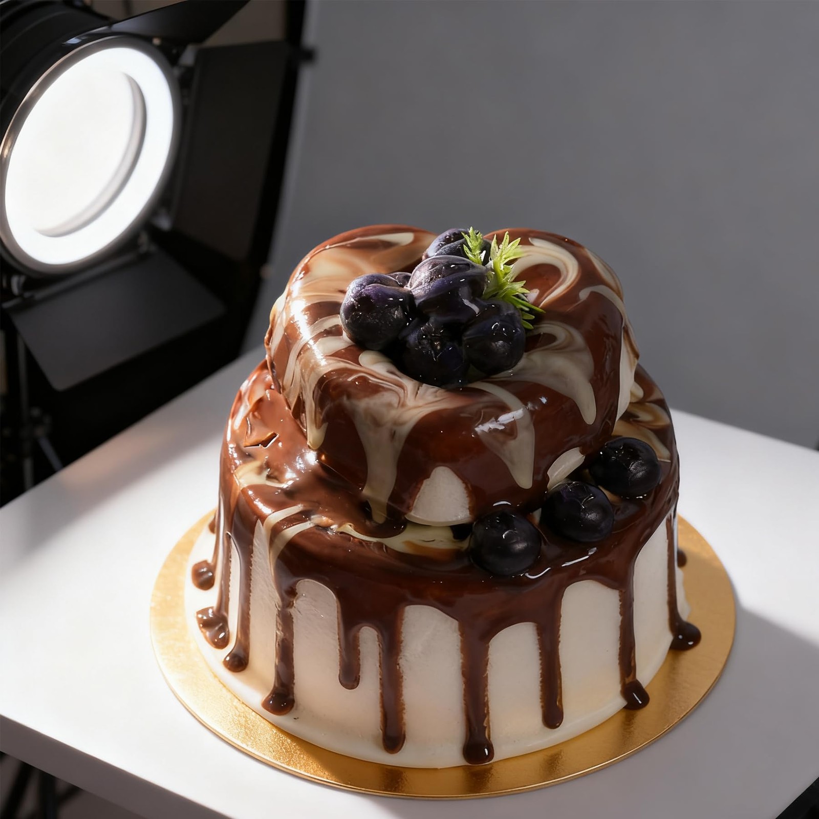 Fake Cake Dessert Artificial Cream Chocolate Jam Blueberry Food Model Prop