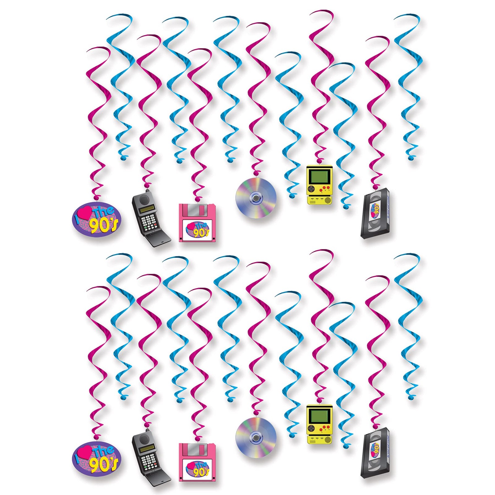 Beistle 53489 I Love The 90S Whirls 24 Piece 15-28 Multicolored