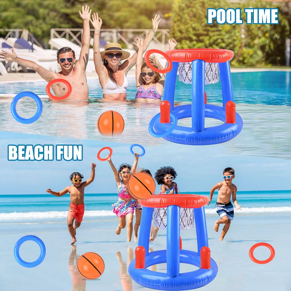 Inflatable Pool Toys Games Teens Water Floating Basketball Toss Game Set Gift