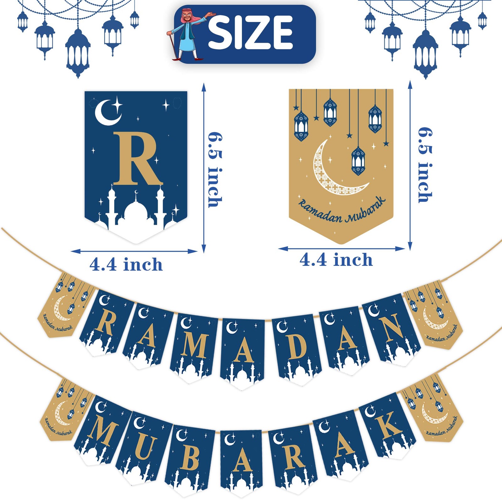 Happy Storm Ramadan Decorations for Home – 4.4 inches x 6.5 inches, blue
