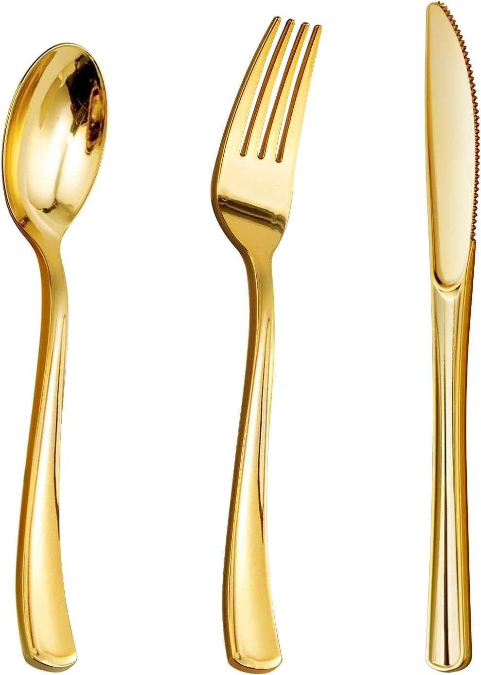 150pcs Gold Plastic Silverware Disposable Cutlery Forks Spoons Knives Party