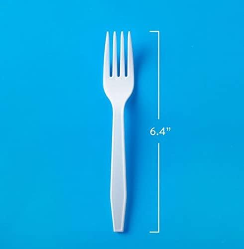 Member”s Mark Heavyweight White Plastic disposable Forks – White (600 Piece)