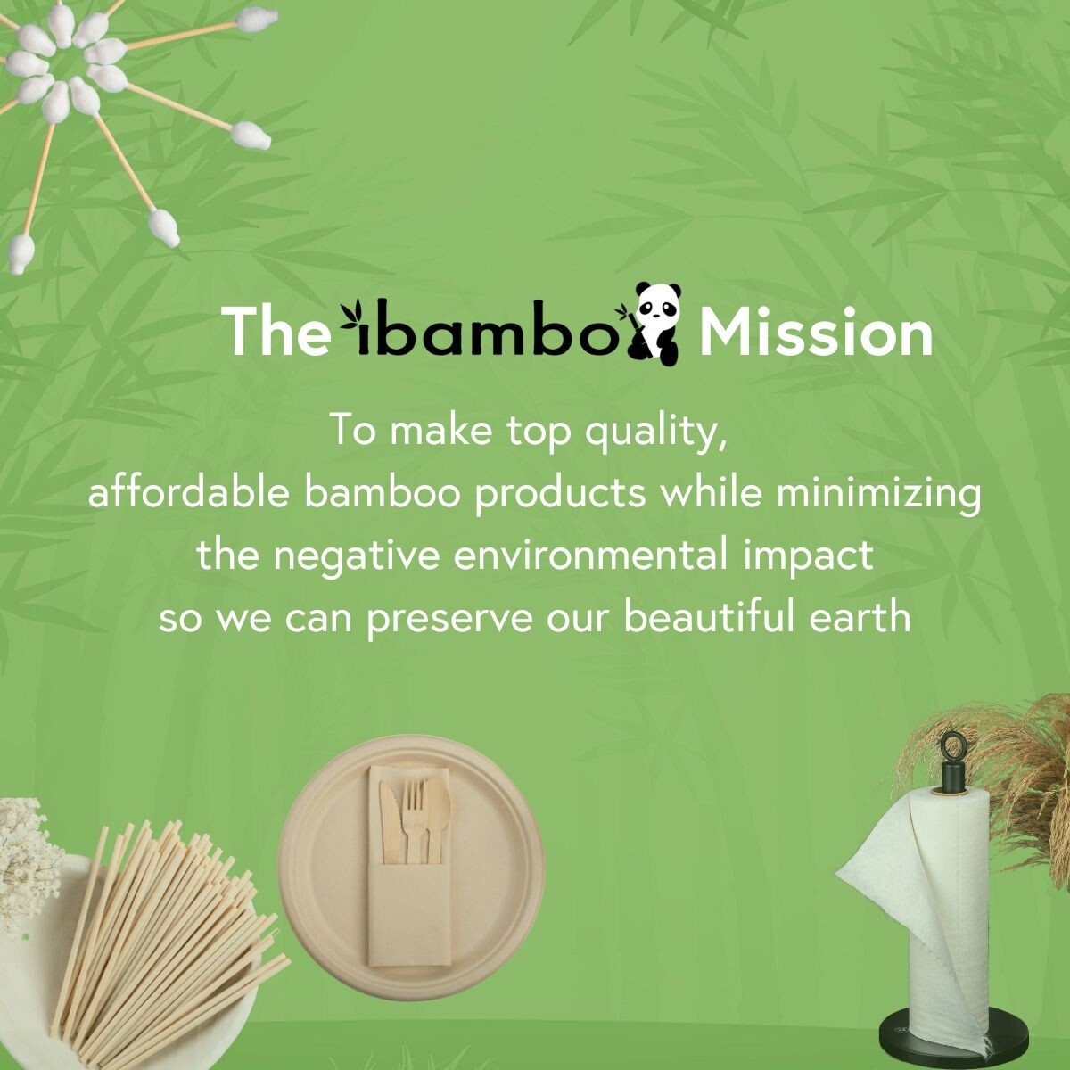 Ibambo Bamboo Disposable Paper Plates – 9 Inch, 50 Pack, Compostable Plates