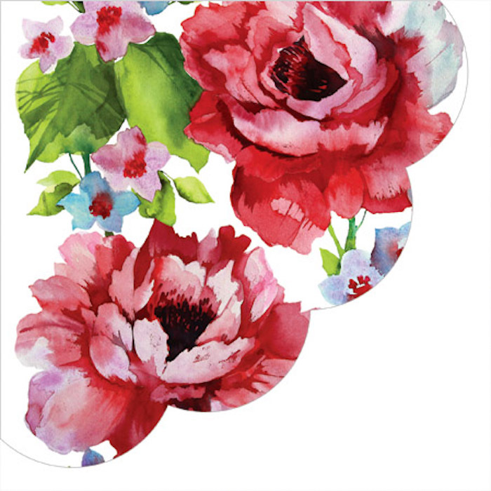 Decoupage Craft Paper Round Napkins 24 pcs ∅12.6″ Red Watercolor Roses
