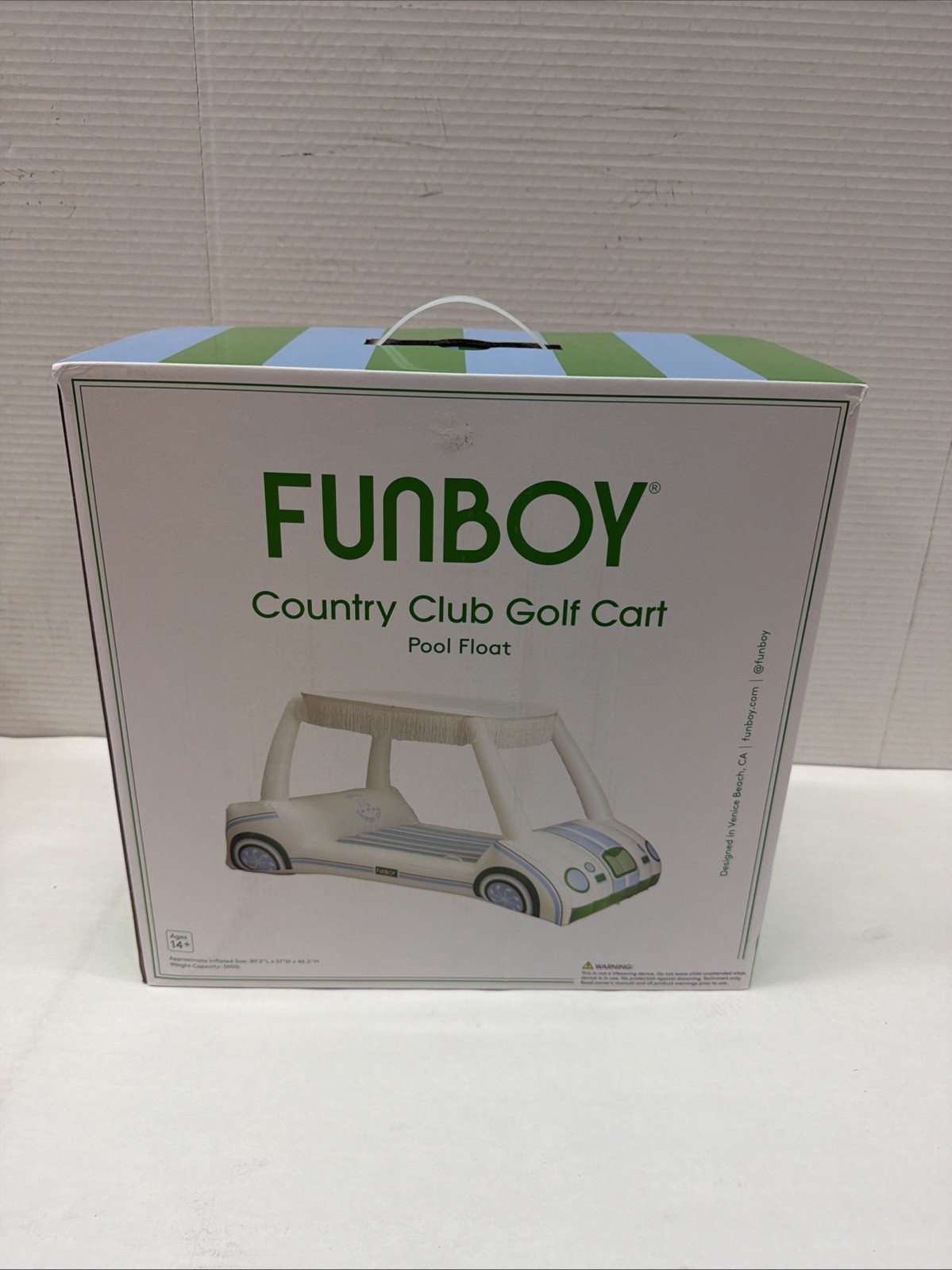 FUNBOY Country Club Golf Cart Pool Float, Two Cup Holders, X-Large, White