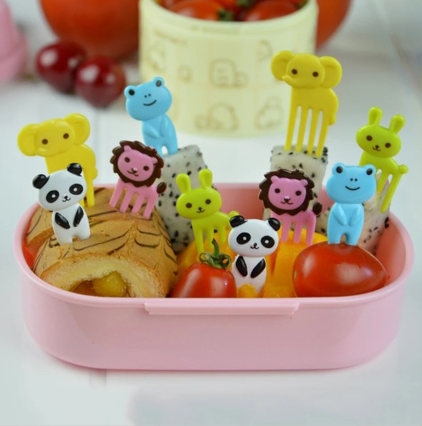 10pcs Mini Cartoon Animal Fruit Forks – Reusable Snack & Dessert Picks for Kids