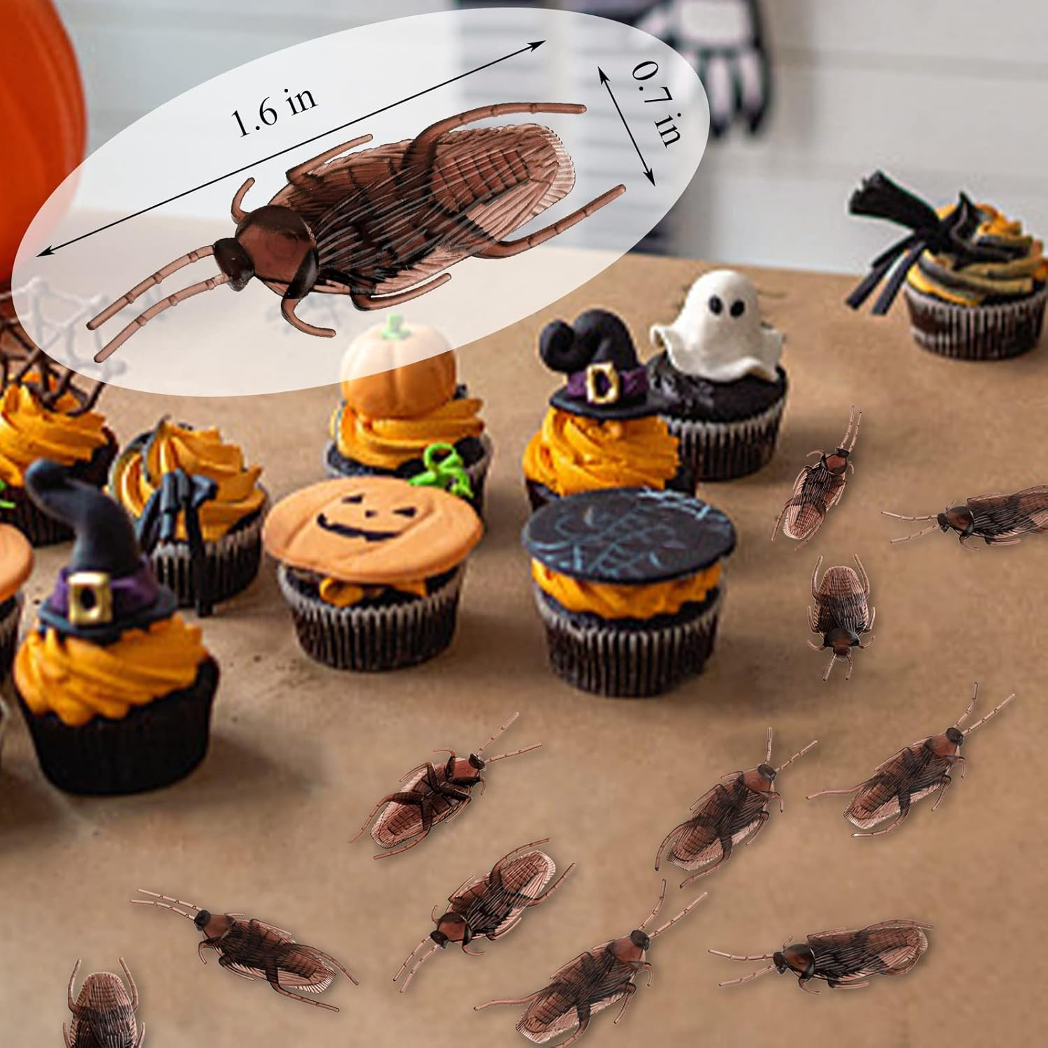 300 Pack Fake Roaches, Realistic Plastic Roach Bugs, Fake Prank Simulated Cockro