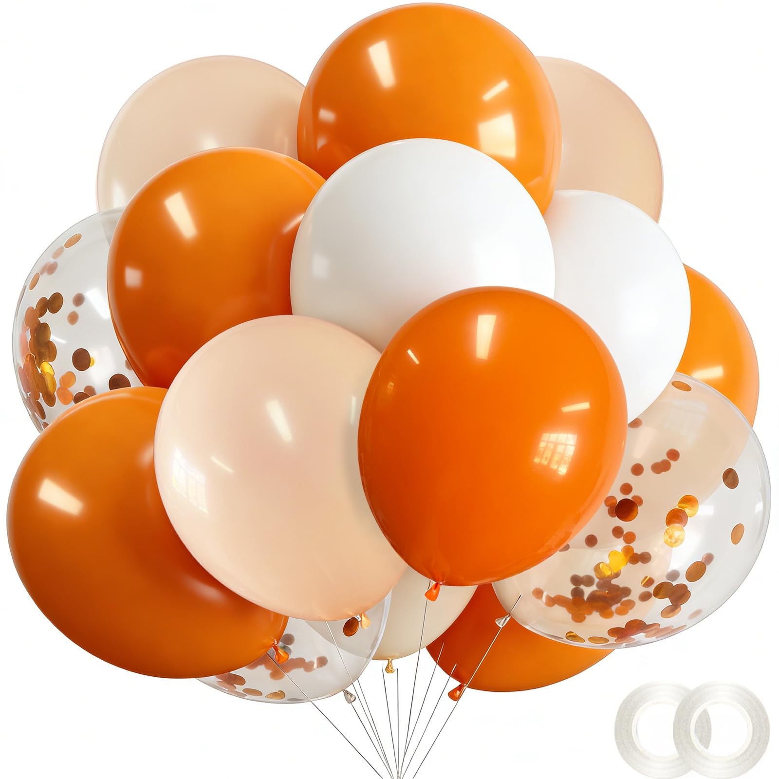 Orange Latex Balloons Party Decorations 12 Inch 50 Pcs White Matte Burnt Pastel