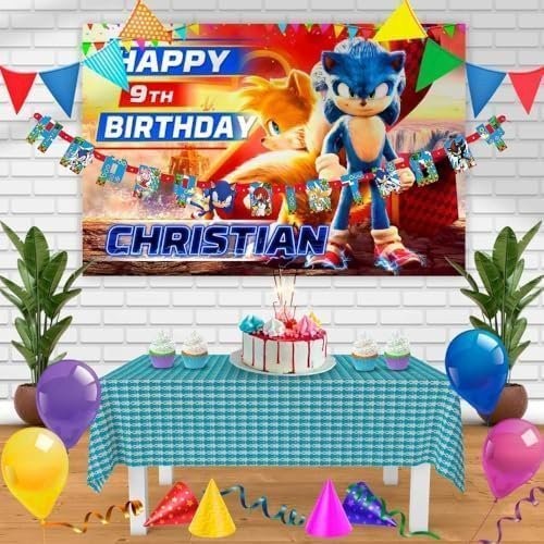 Sonic the Hedgehog Happy Birthday Jointed Banner 6.25 Ft – Multicolor Party…