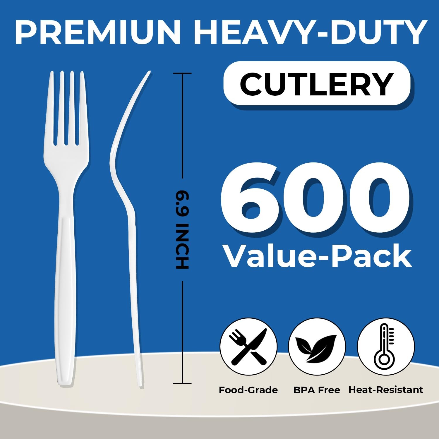 White Heavy Duty Disposable Plastic Forks Bulk Silverware Wholesale in Pack of