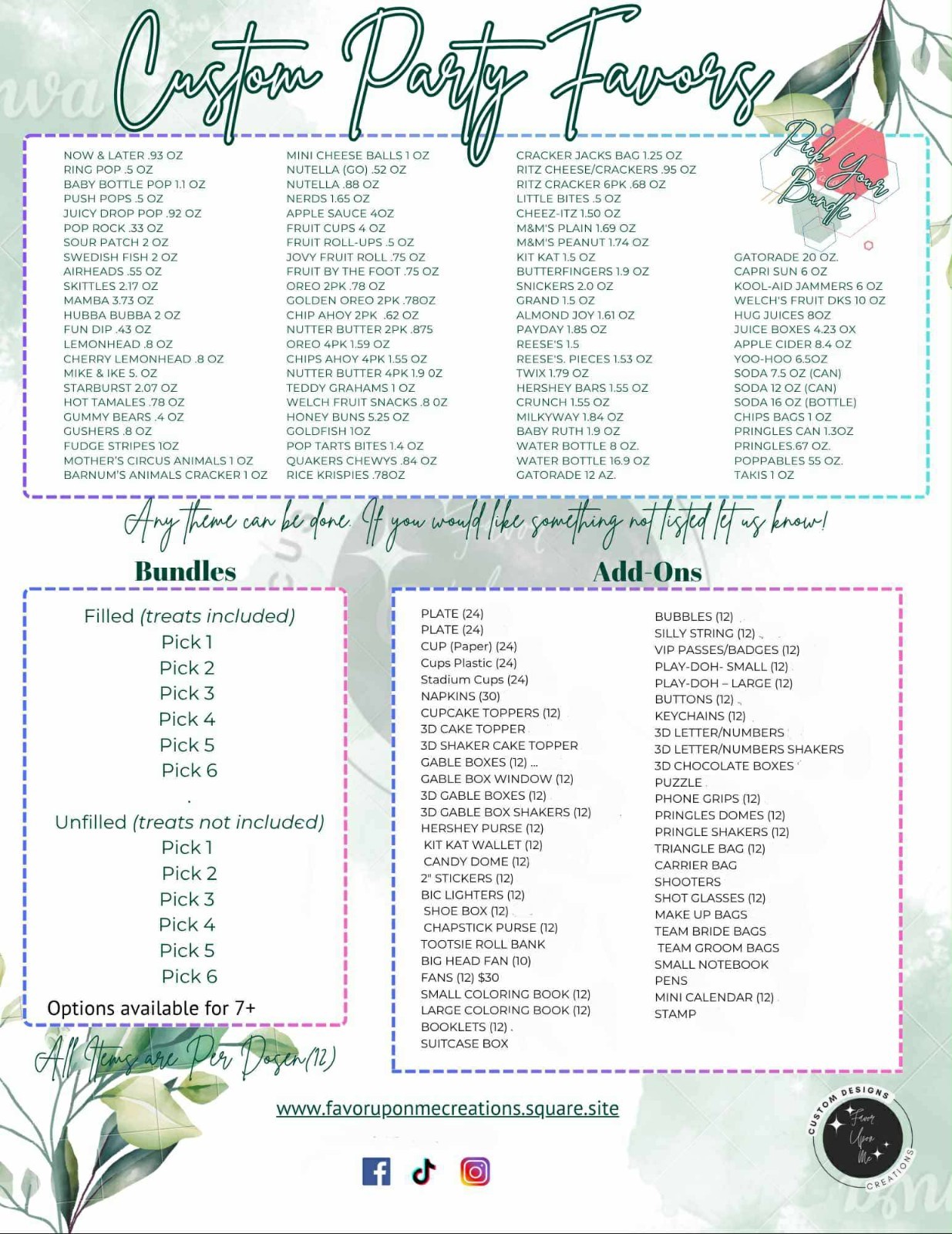 Party Favors, Custom Party Favors, ANY THEME , ANY OCCASION