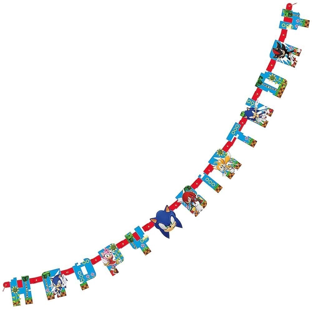 Sonic the Hedgehog Happy Birthday Jointed Banner 6.25 Ft – Multicolor Party…
