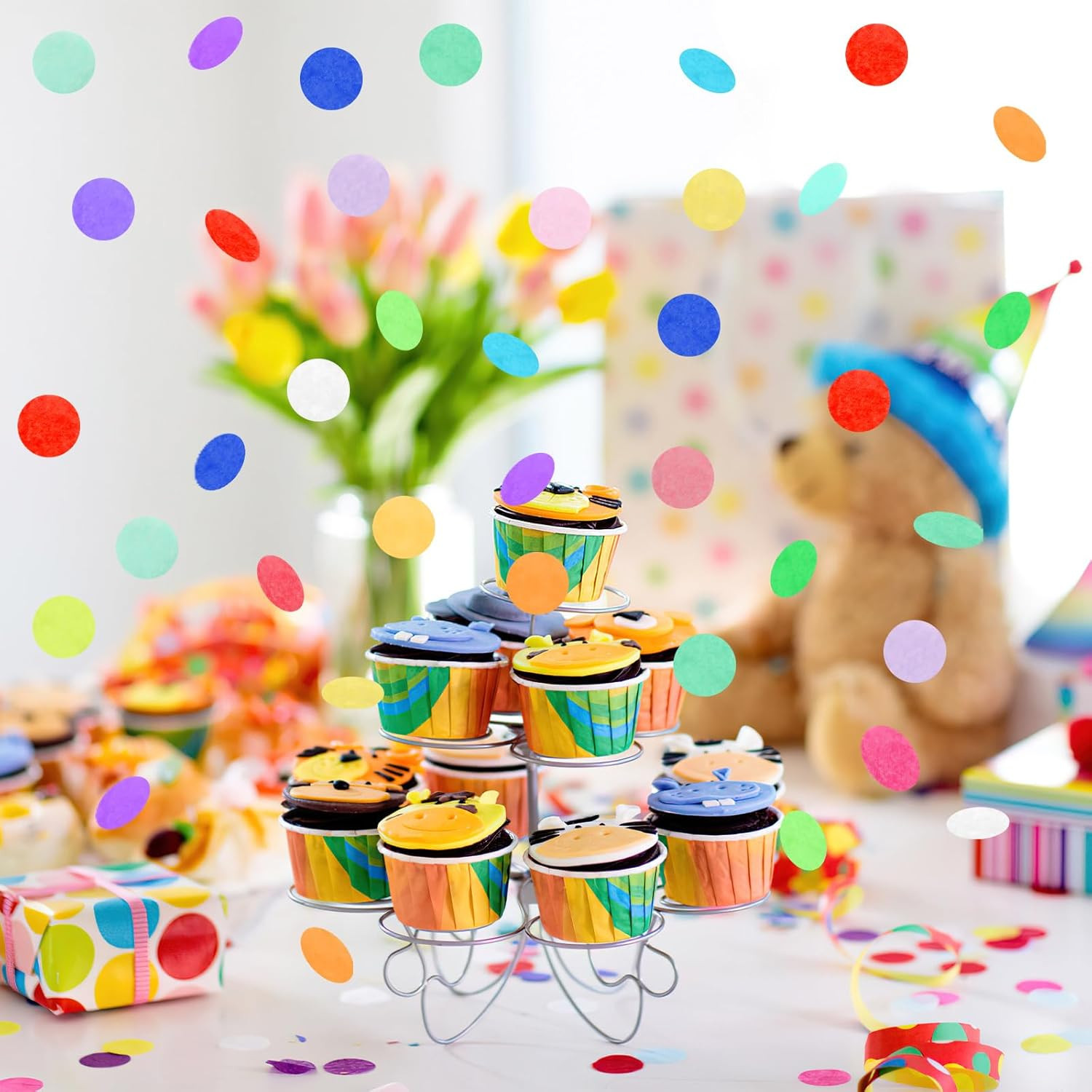 5.4Oz Multicolor 1 Inch round Tissue Paper Confetti, round Confetti Birthday Sca