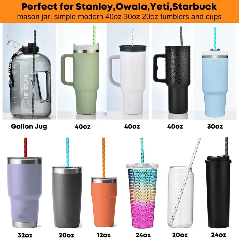 ALINK 12-Pack Reusable Plastic Clear Swirl Straws, 13″ Extra Long Colorful Hard