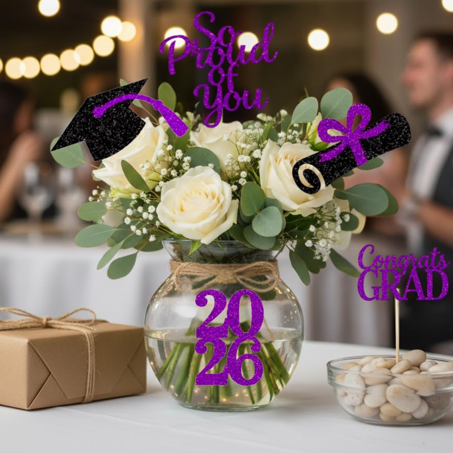 20-Pack Double Sided Graduation Centerpiece Sticks & Twine – Class of 2026 Decor