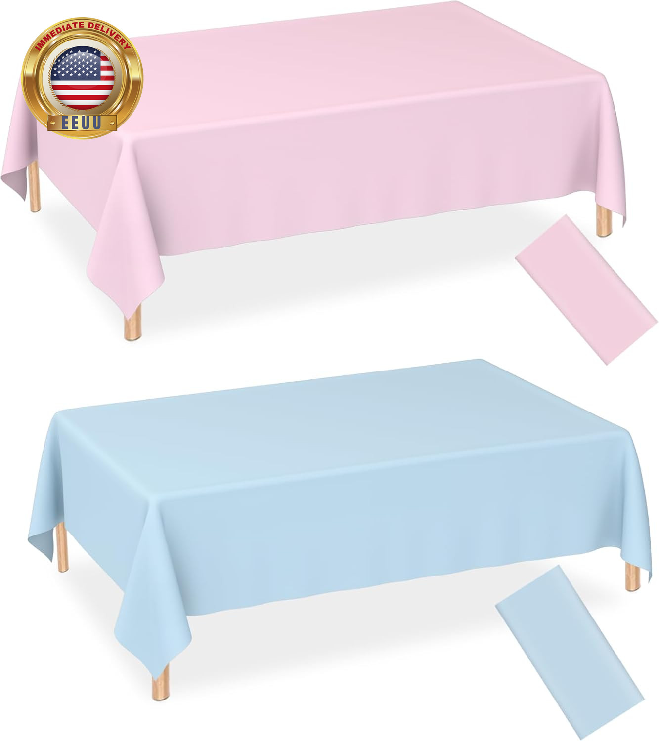 2 Pack Gender Reveal Plastic Tablecloths, Disposable Rectangle Pink and Blue Pas