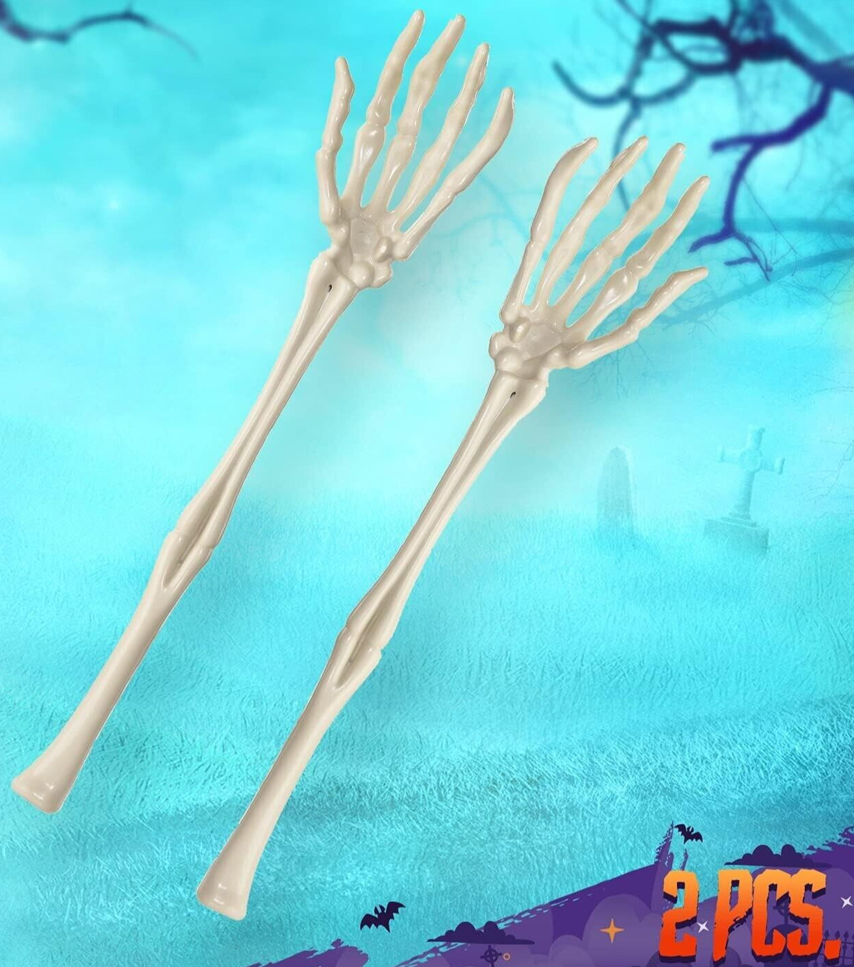 NEW! Forum Novelties Pair of Halloween Skeleton Hand & Arm Salad Tongs, Servers