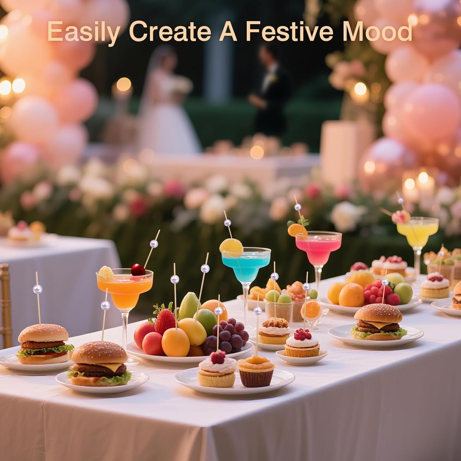 200 Cocktail Picks, White Pearl Fancy Toothpicks for Appetizers Drinks Fruit …