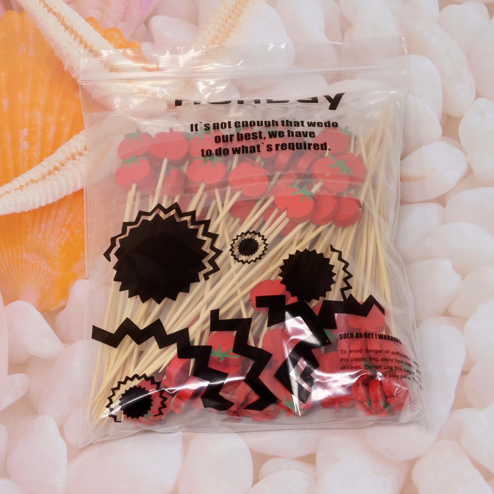 100PCS Tomato Bamboo Cocktail Picks Fruit Food Hamburger Toothpicks Cupcake T…