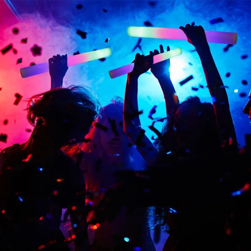 100-800Pcs LED Glow Sticks Bulk RGB Foam Light Up Concert Events Party Supplies