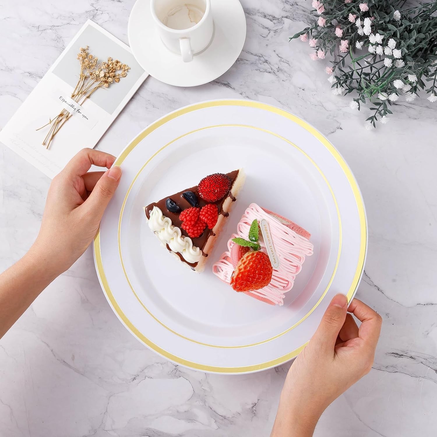 200PCS Gold Plastic Plate, Disposable Party Plates with 100 Dinner Plates and…