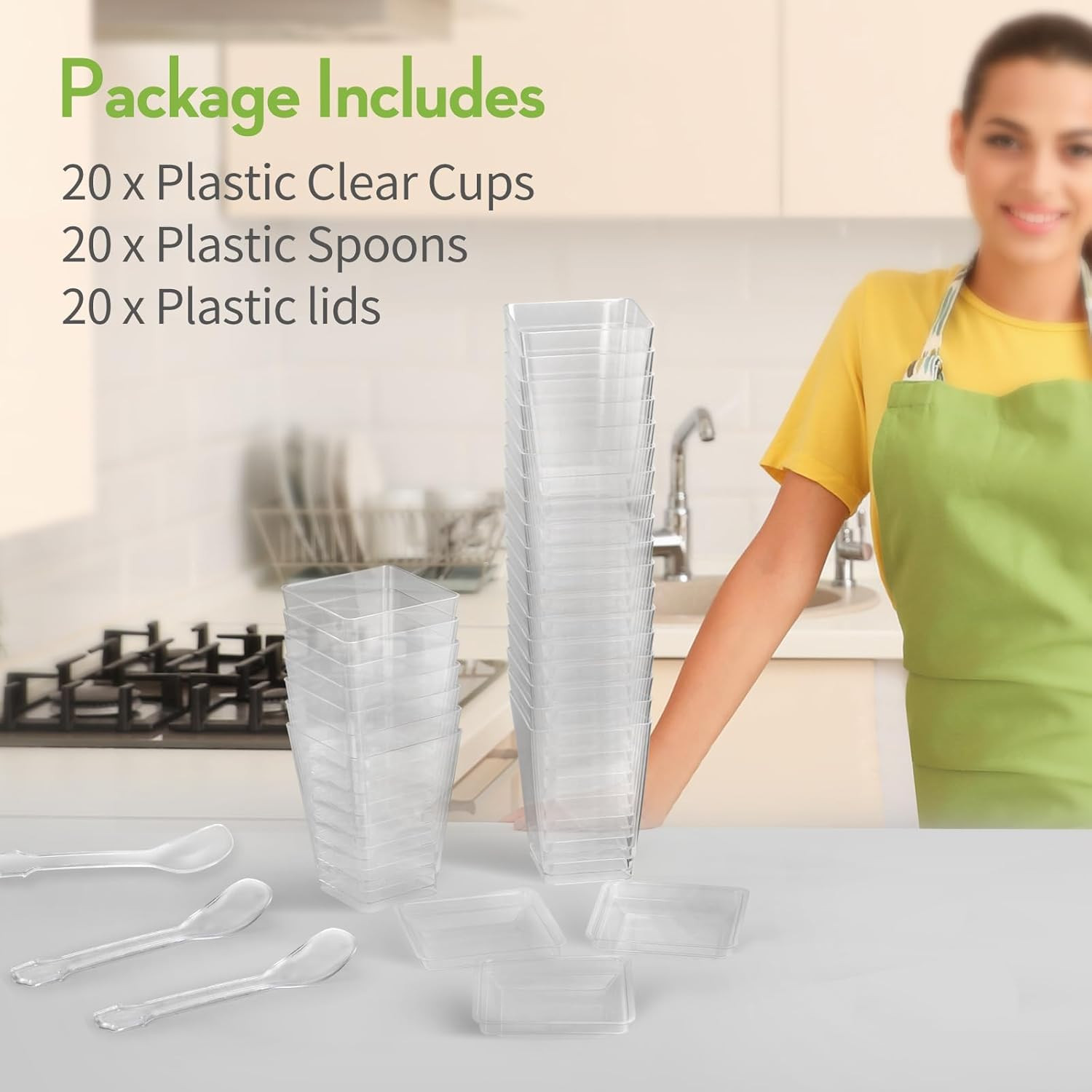 5 Oz 60Pcs Plastic Dessert Cups with Lids and Spoons, Yogurt Parfait Appetizer C