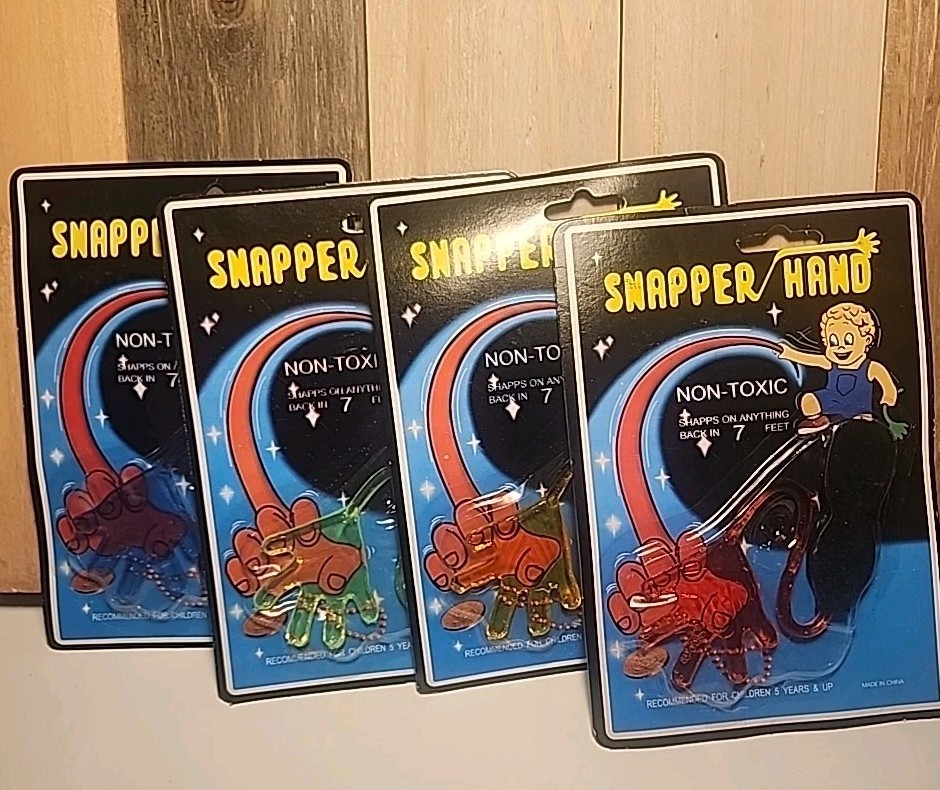 Vintage Lot Of 4 Sticky Snapper Hands Red Yellow Green Blue