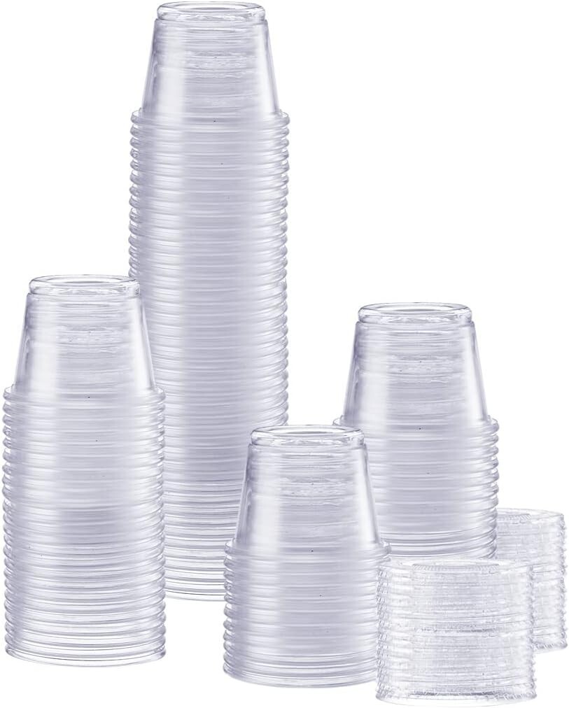 4 oz Portion Cups with Lids Clear Plastic Souffle Sauce Containers BPA Free