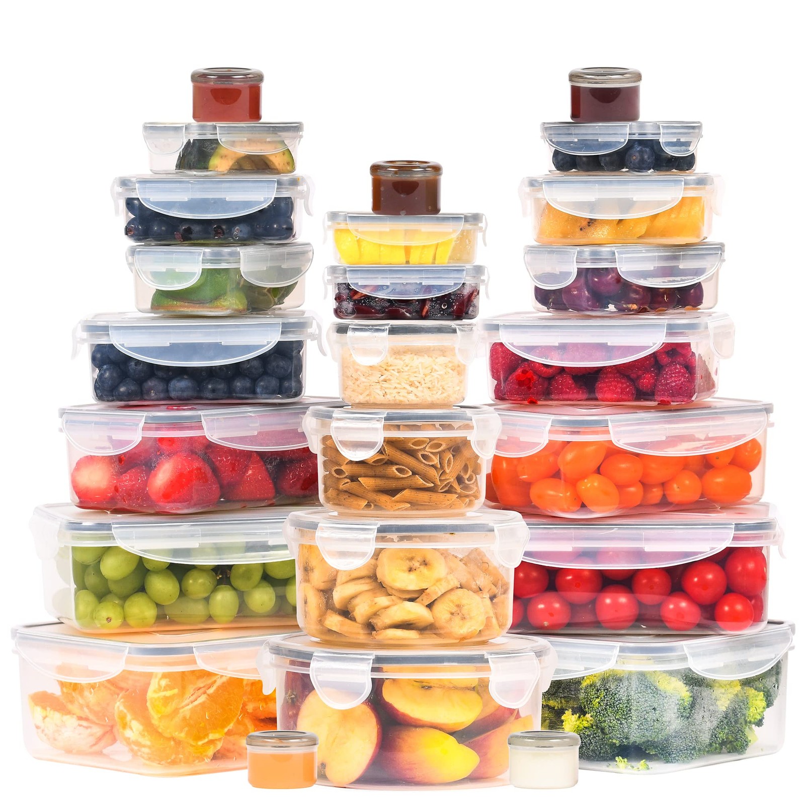 RockBerry 50 Pcs Large Food Storage Containers with Lids Airtight-85 OZ to small