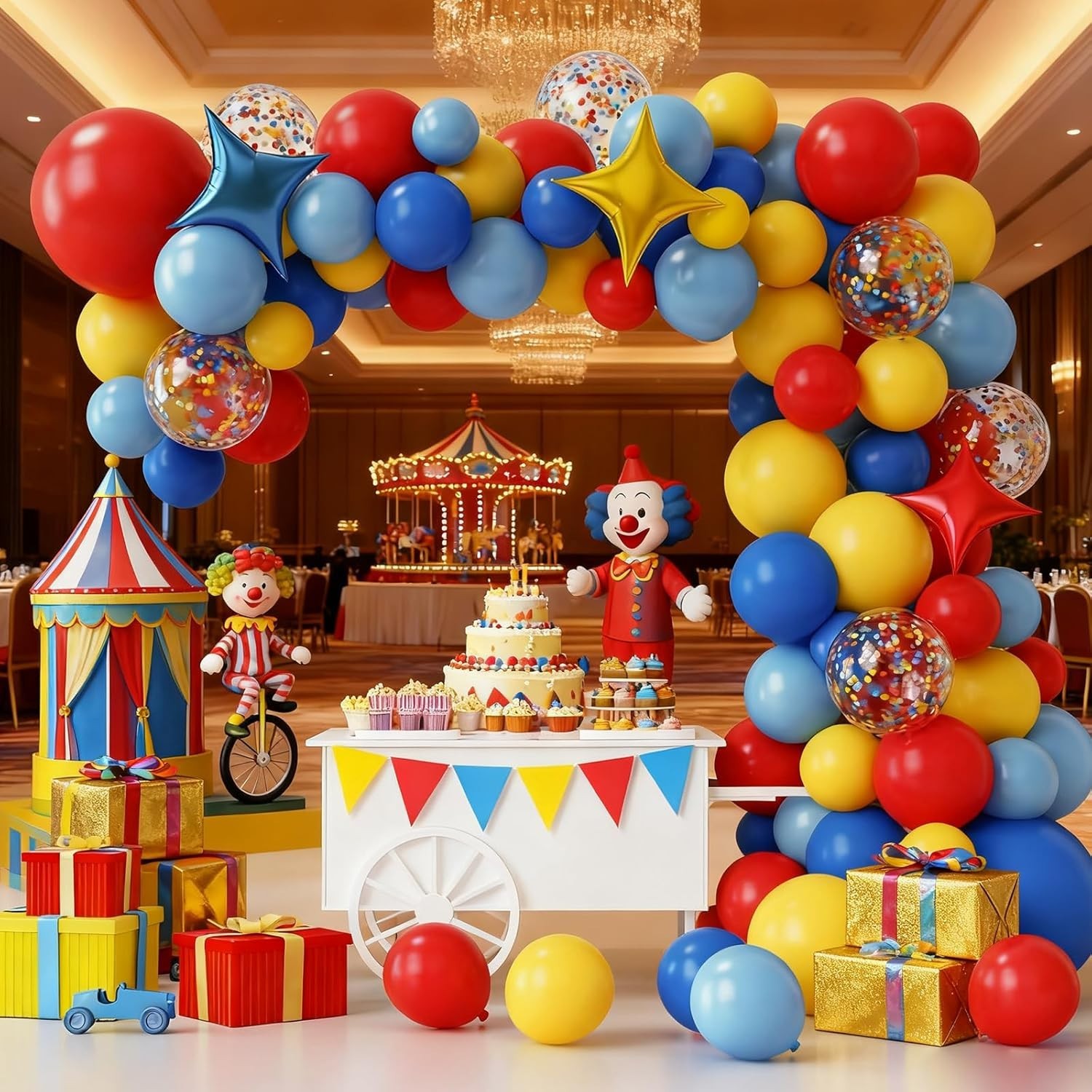 Carnival Circus Theme Party Decorations, Primary Color Balloon Arch Kit, 120p…