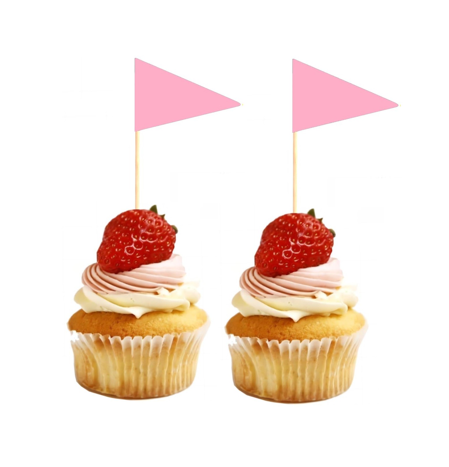 Solid Pure pink Toothpick Flags Small Mini Plain pink Color Triangle Stick Cu…