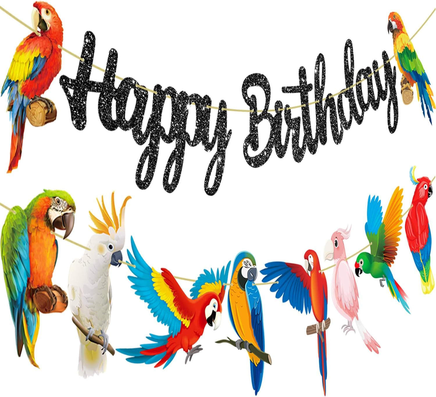 Parrot Birthday Party Banners – Tropical Bird Decoration Toucan Cutout for Hawai