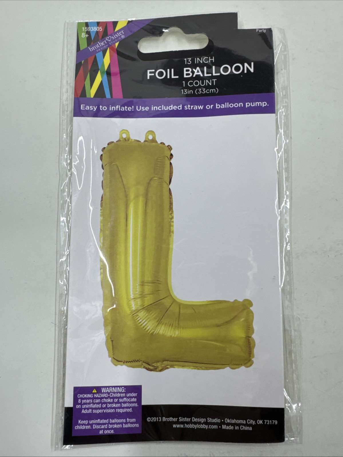 (L) Letter Anagram Foil Balloon 13 In Birthday Party Celebration