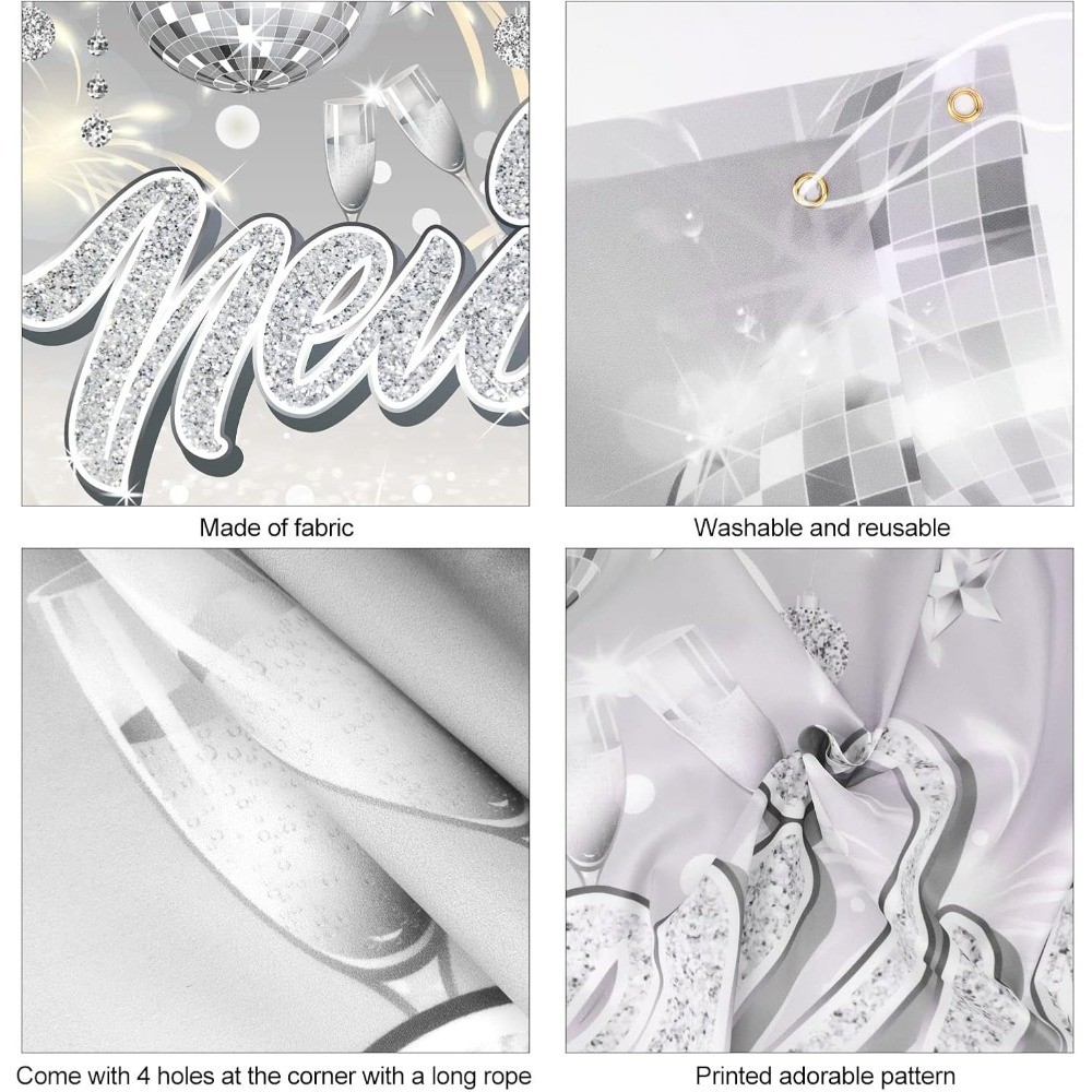 New Years Eve Decorations Silver Happy New Year Banner Extra Large New Years