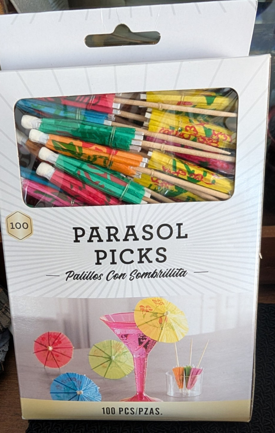 Parasol Picks For Drinks/ Coctails,100 PCS In A Pack, Multi Color, One Box.