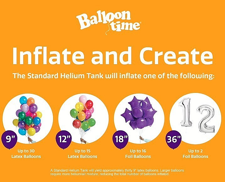 Balloon Time Standard Helium Air Tank Kit 30 9″Ballons Ribbon Birthday Party NEW