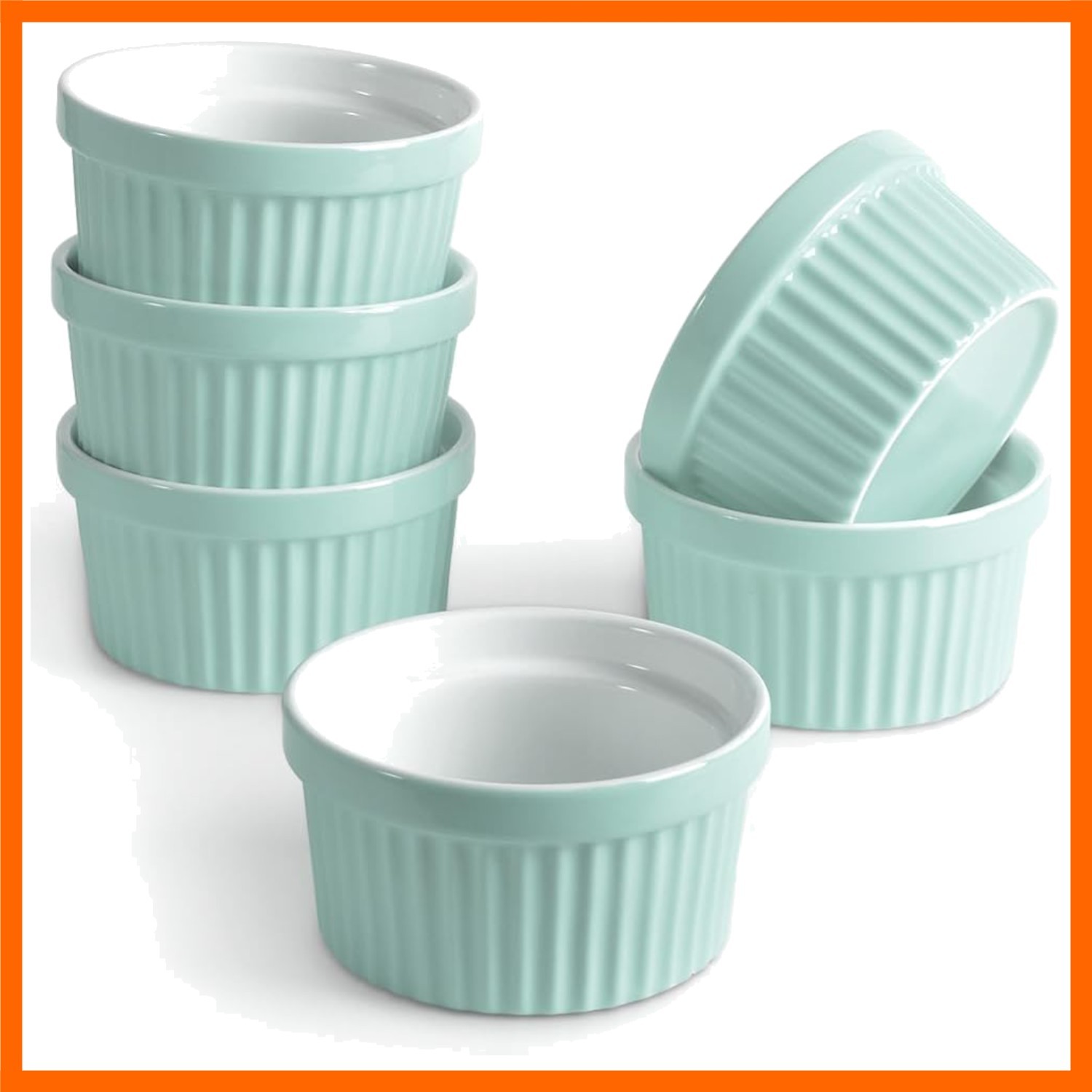 Porcelain Ramekins Set, 240 ml / 8 Fl Ounces Ice Cream Bowl, Creme Brûlée Ram…