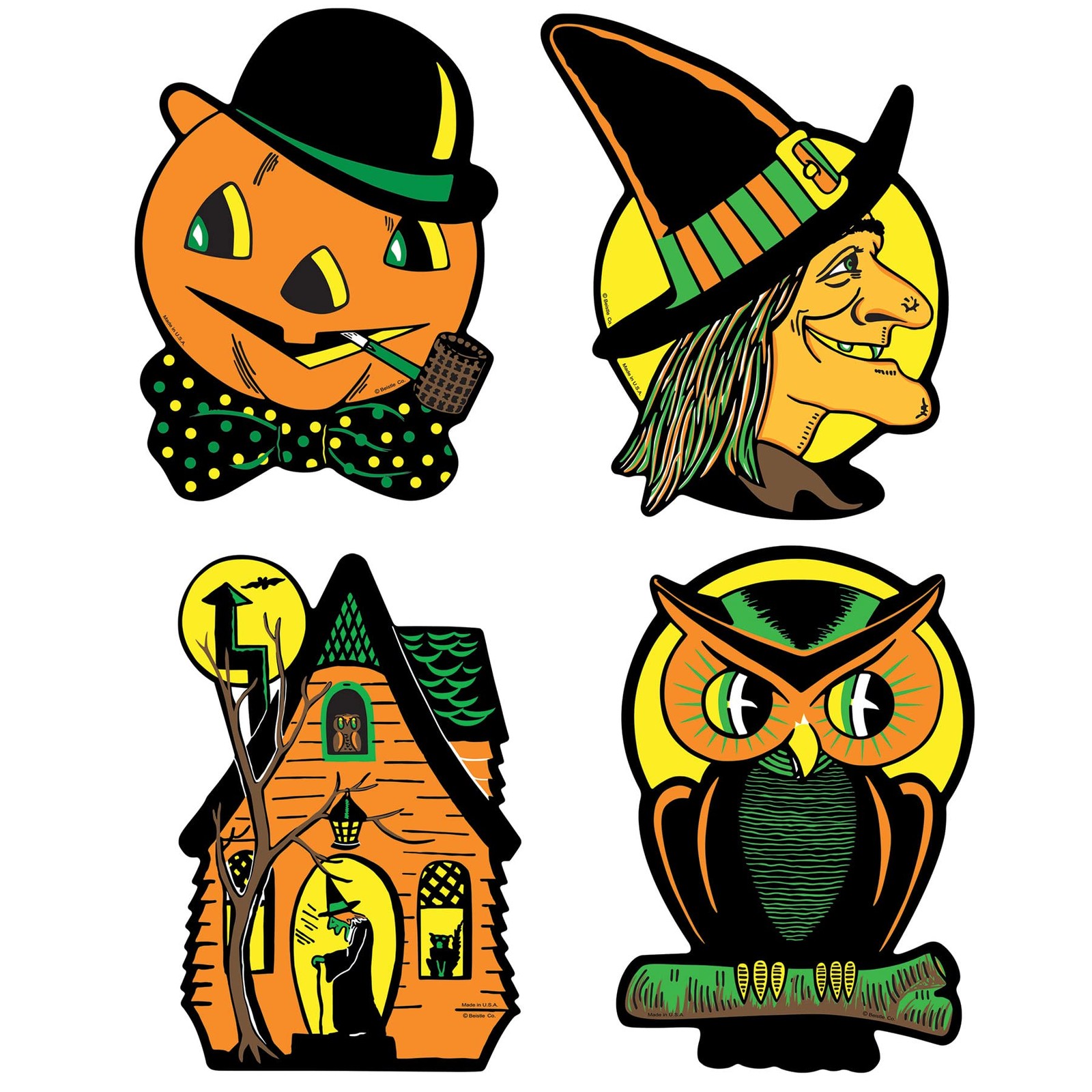 Beistle Vintage Halloween Cutouts 4-Count – 8.5″ – 9.25″, Multi Color