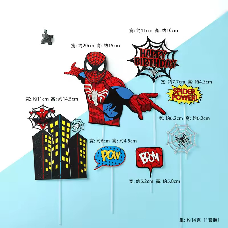 Spiderman Theme Birthday Cake Topper – Happy Birthday Superhero Party Decoration