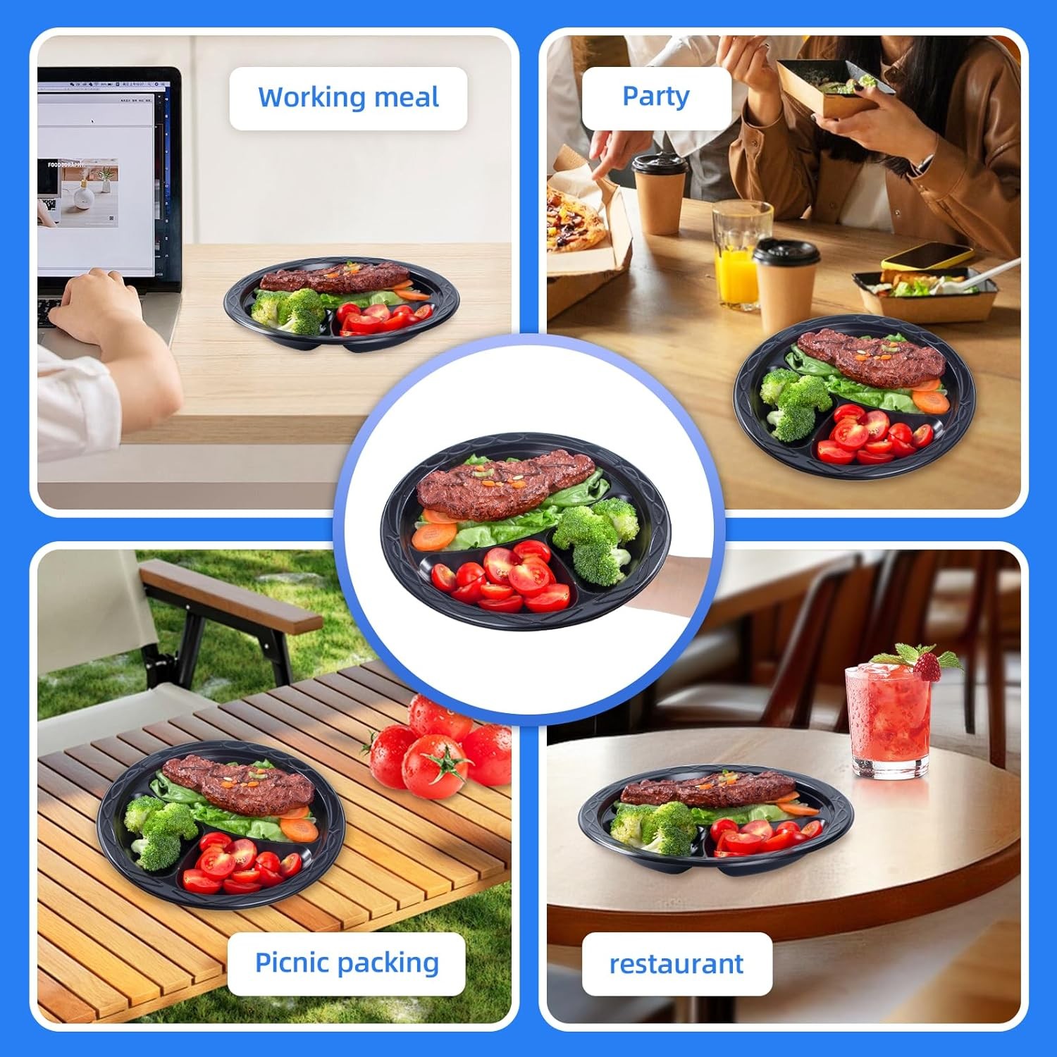 150pcs 9″ Disposable Plates BPA Free – Shrink Wrap Food Grade Mineral Filled PP