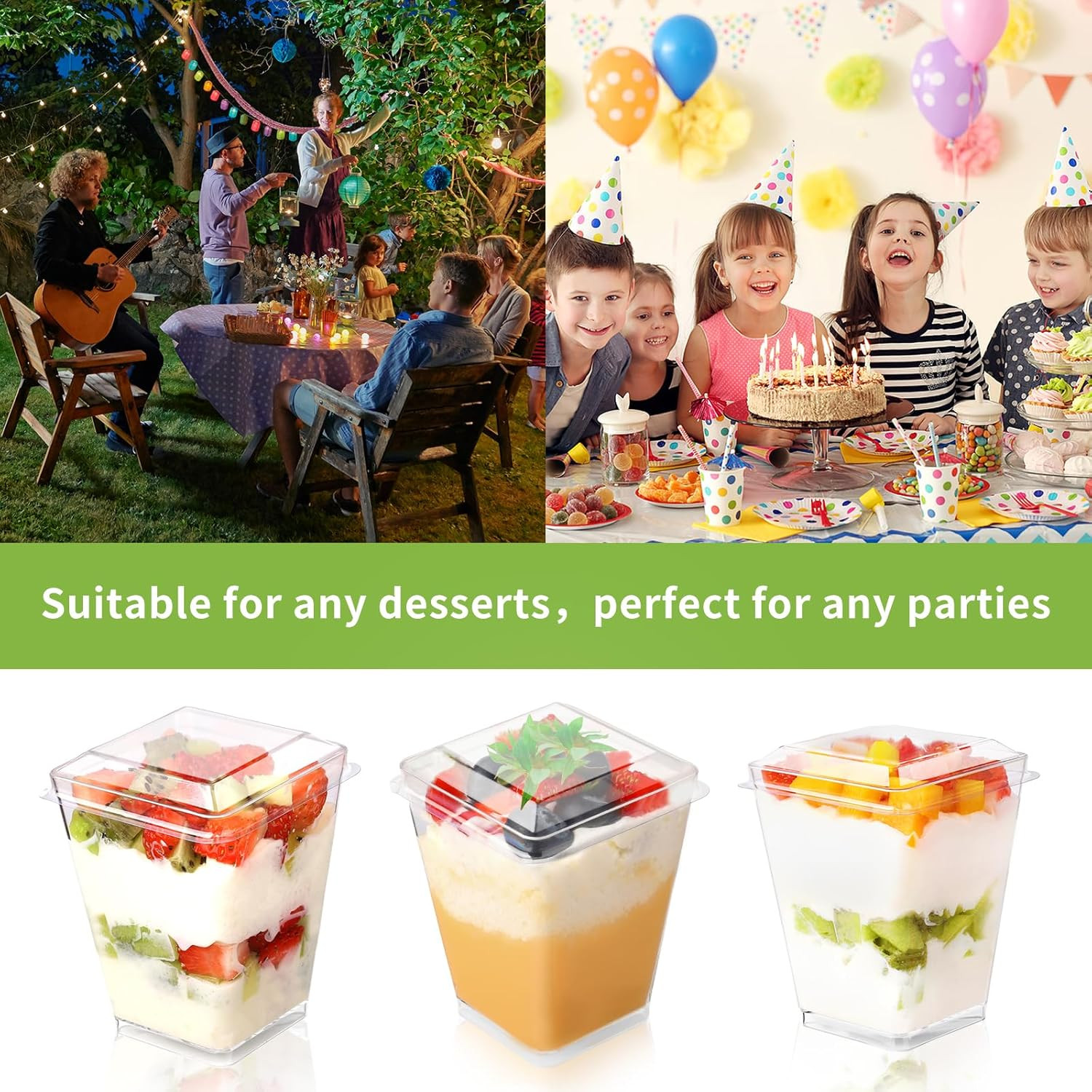 5 Oz 60Pcs Plastic Dessert Cups with Lids and Spoons, Yogurt Parfait Appetizer C