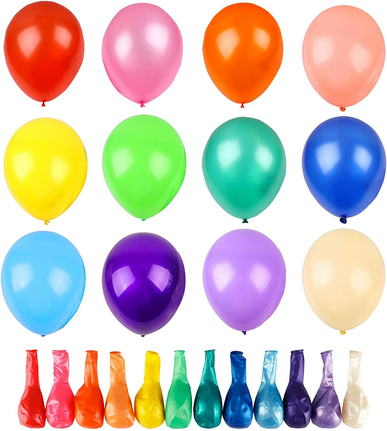 120 Assorted Color Balloons 12 Inches 12 Kinds of Rainbow Party Latex Balloons,