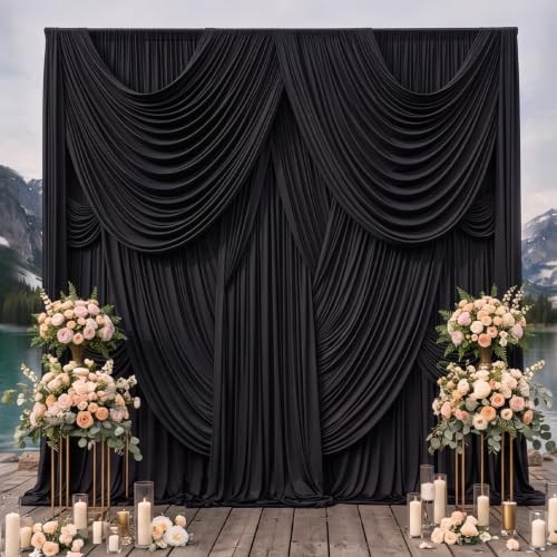 20ftx14ft Black Backdrop Curtain for Wedding & All Parties | 4 Panels